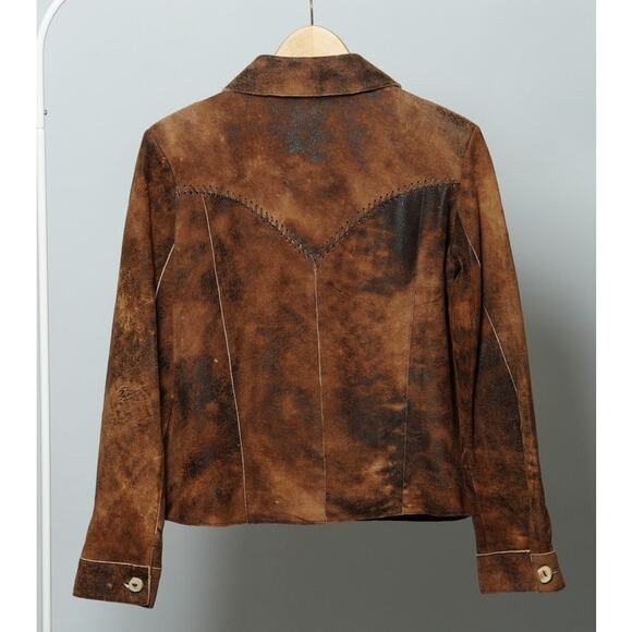 Juan Antonio Lauren Suede Leather Jacket Size 6 in Safari Tan - Picture 5 of 10